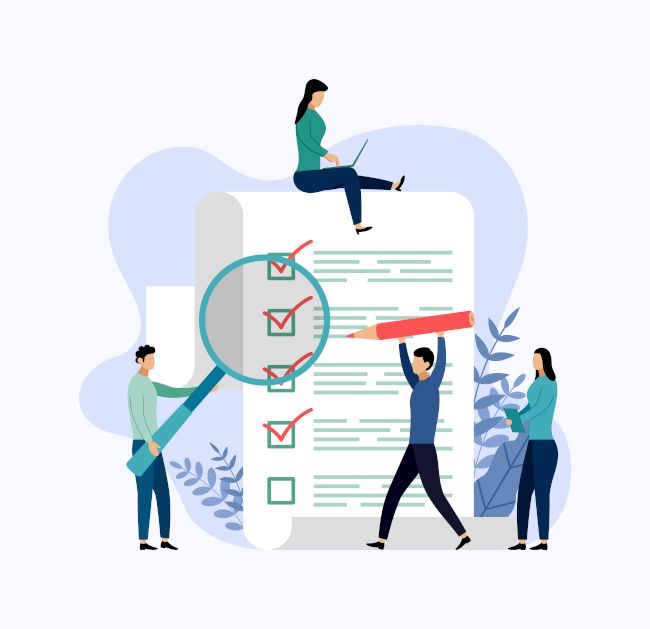 Personas rellenando un checklist