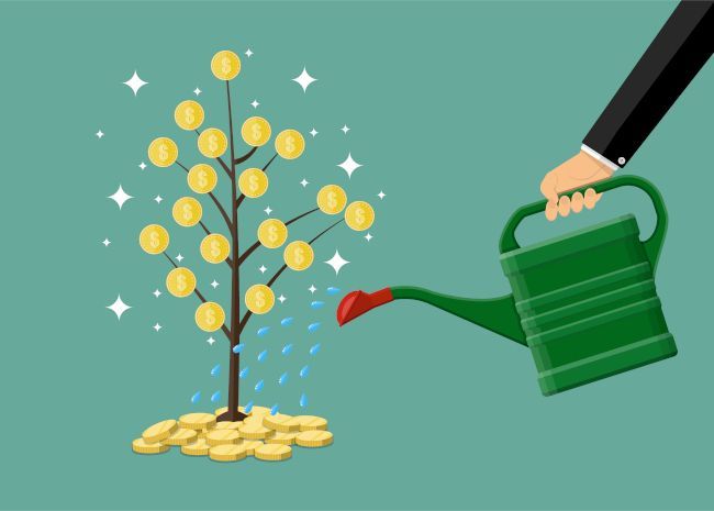 dinero creciendo en árbol
